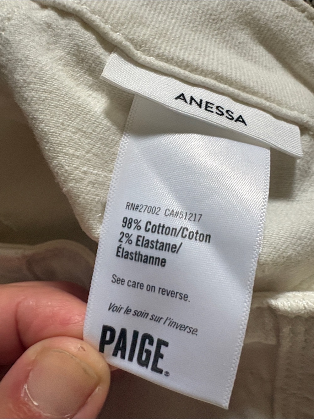 PAIGE Cream Wide-Leg Crop Jeans - Picture 3 of 11